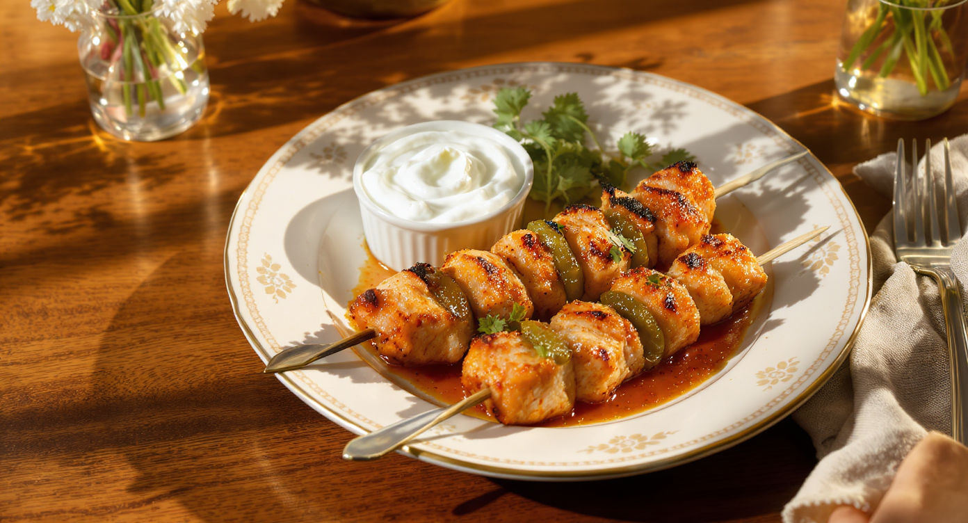 Spicy Jalapeño Chicken Skewers with Cool Greek Yogurt Dip