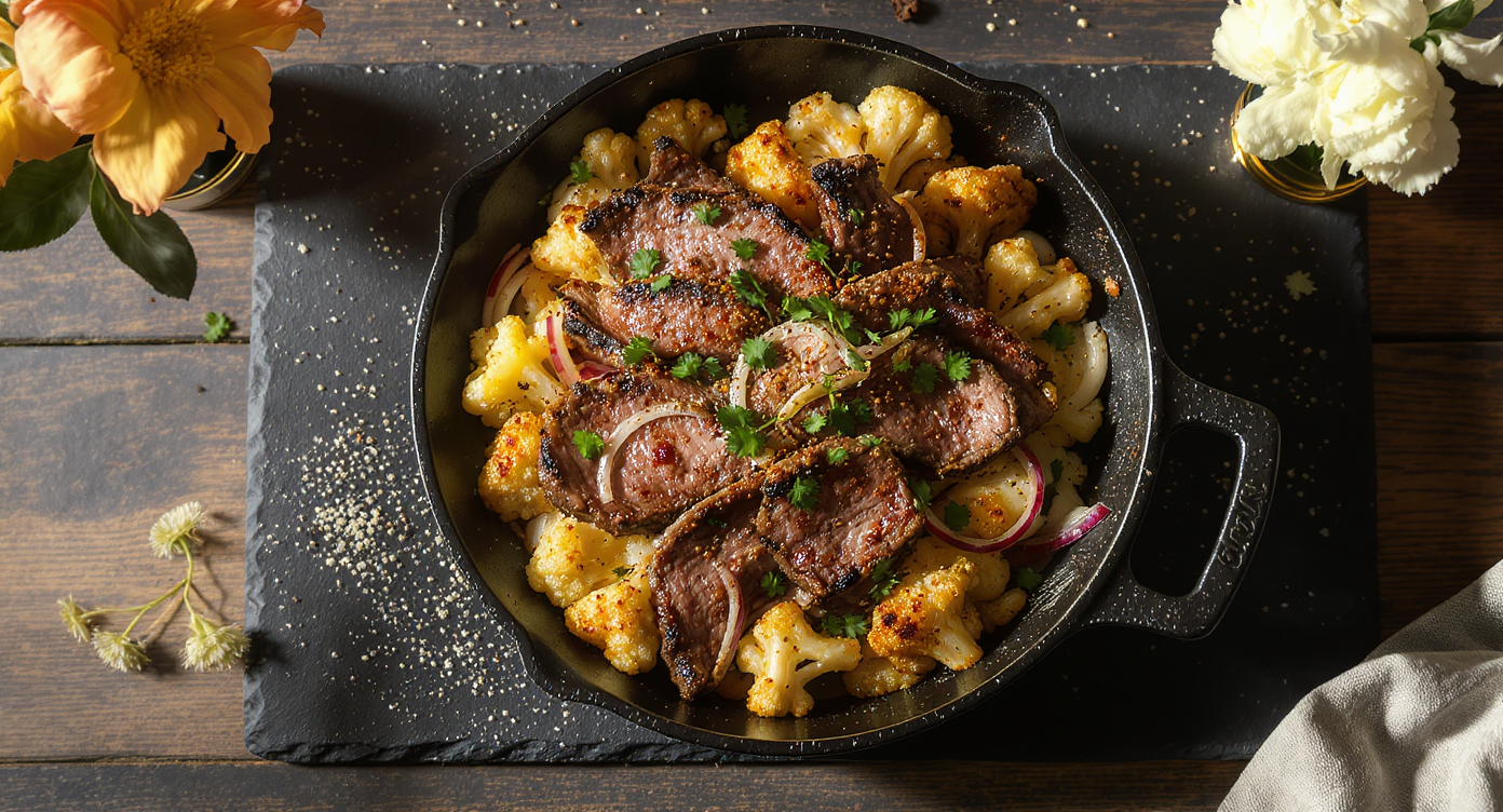Keto Beef & Roasted Cauliflower Skillet