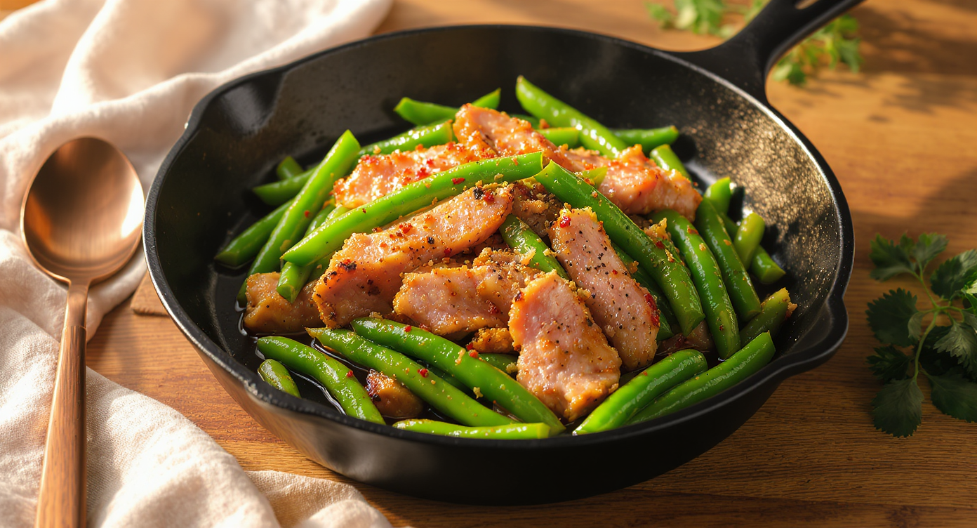 Keto Sautéed Pork and Green Beans