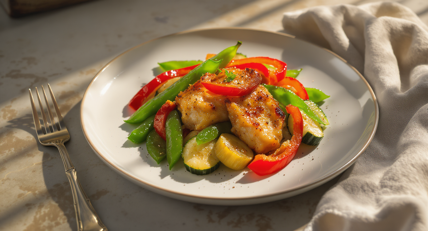 Wok-Hei Chicken with Garlic and Spring Vegetables