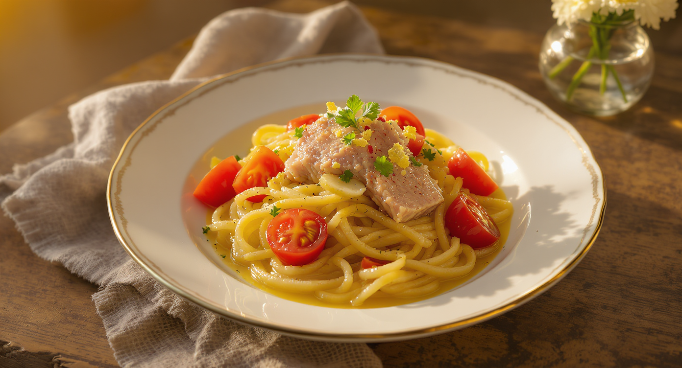 Tuna & Cherry Tomato Pasta with Olive Oil and Herbs