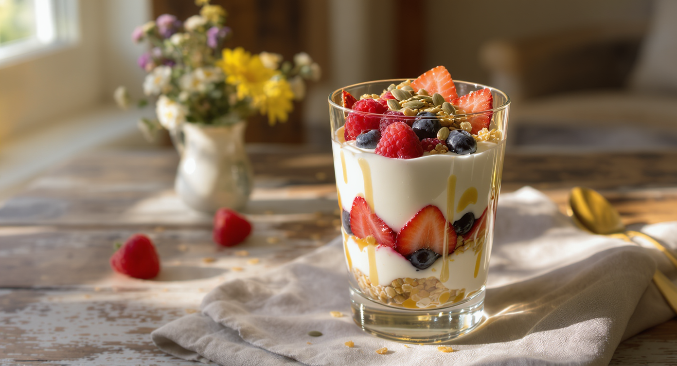 Gluten-Free Yogurt Parfait with Berries and Toasted Oatmeal