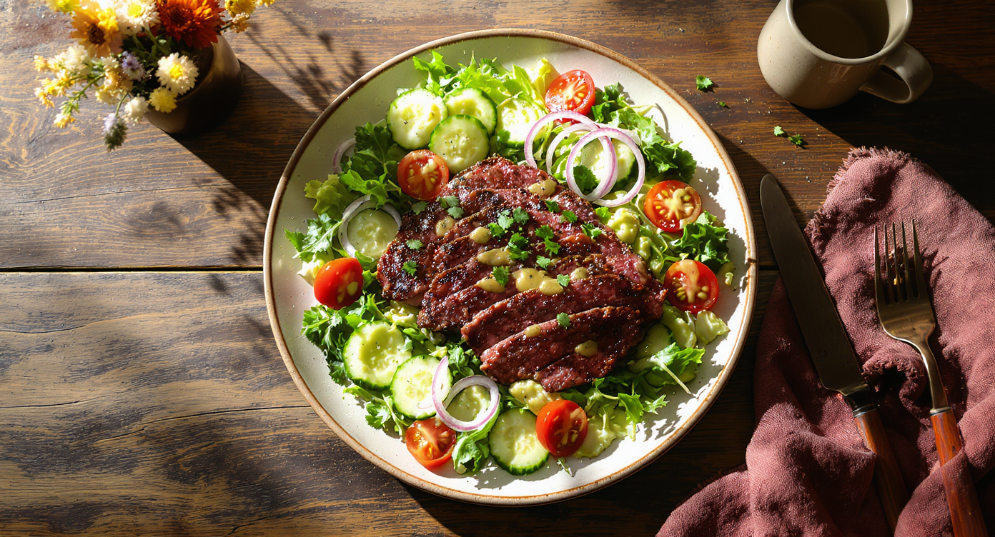Chilled Texas Summer Steak Salad with Avocado-Lime Dressing