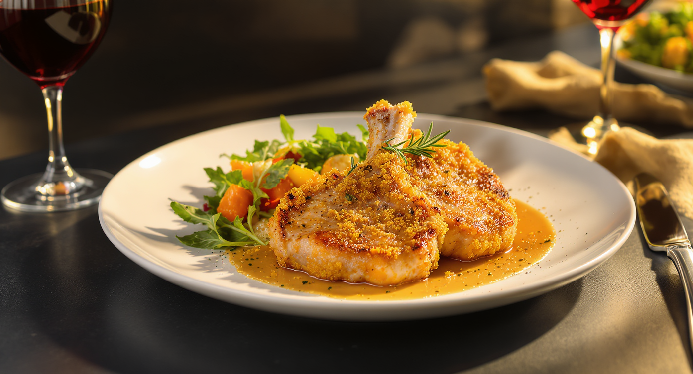 Air Fried Pork Chops with Herb Mustard Crust