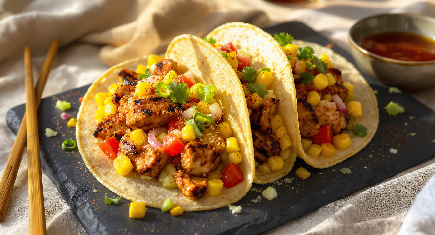 Grilled Chili-Lime Chicken Tacos with Summer Corn Salsa