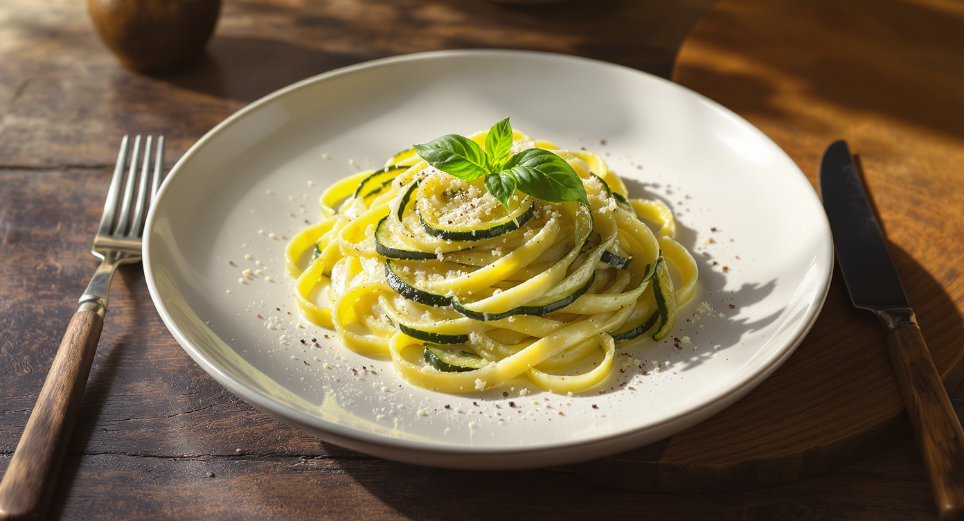 Creamy Zucchini Basil Tagliatelle