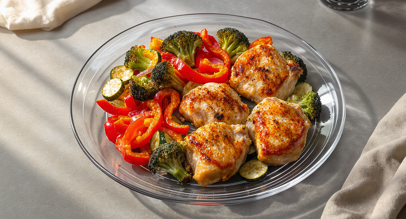 Keto Chicken Thighs with Roasted Vegetables (Meal Prep)