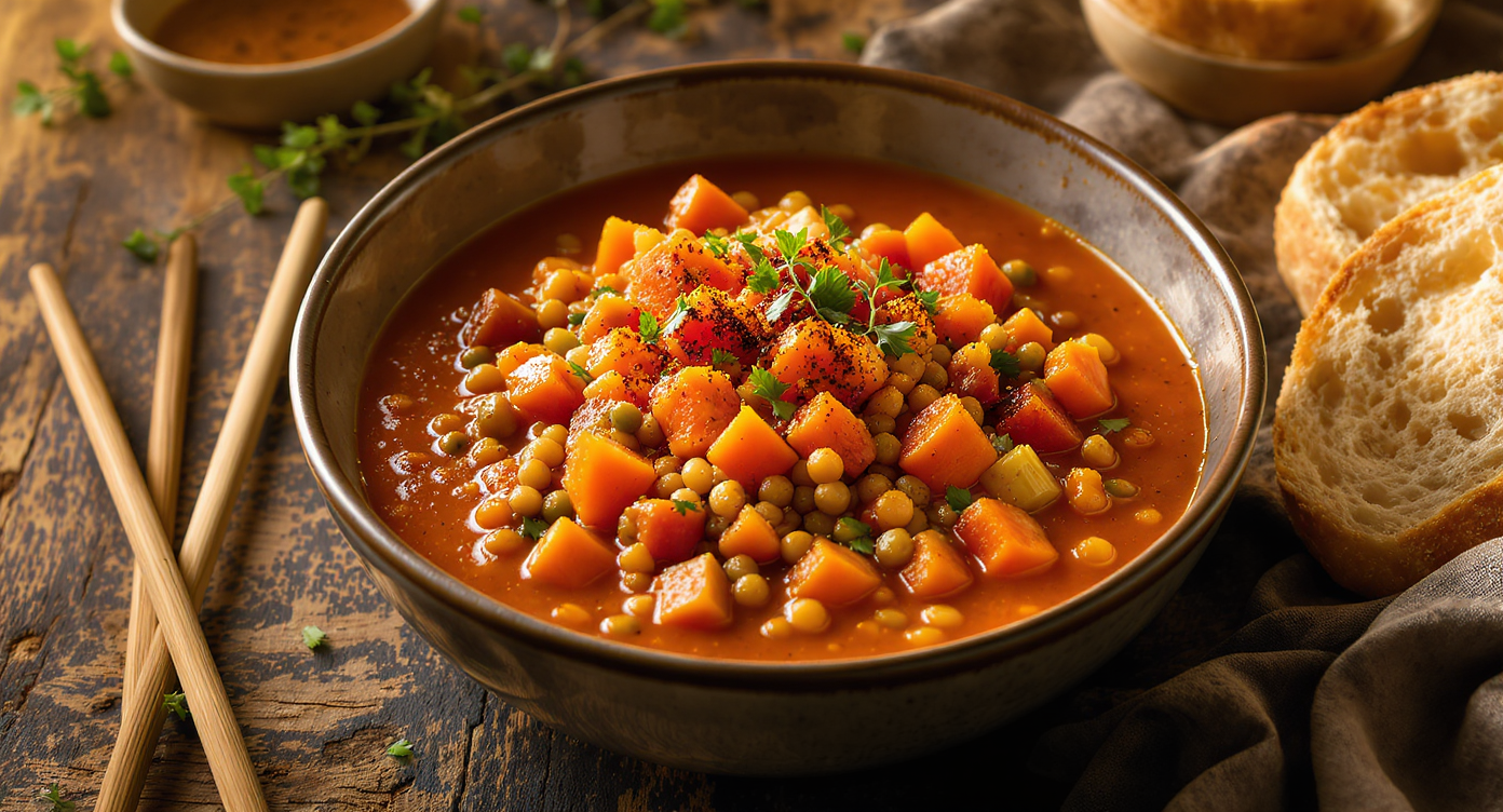 Hearty Lentil & Tomato Stew with Fresh Thyme