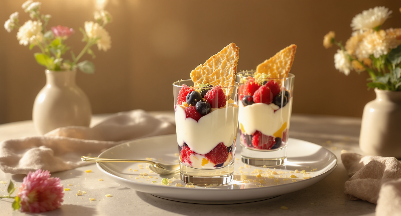 Citrus Berry Parfait with Crunchy Almond Tuile (Low-Carb)