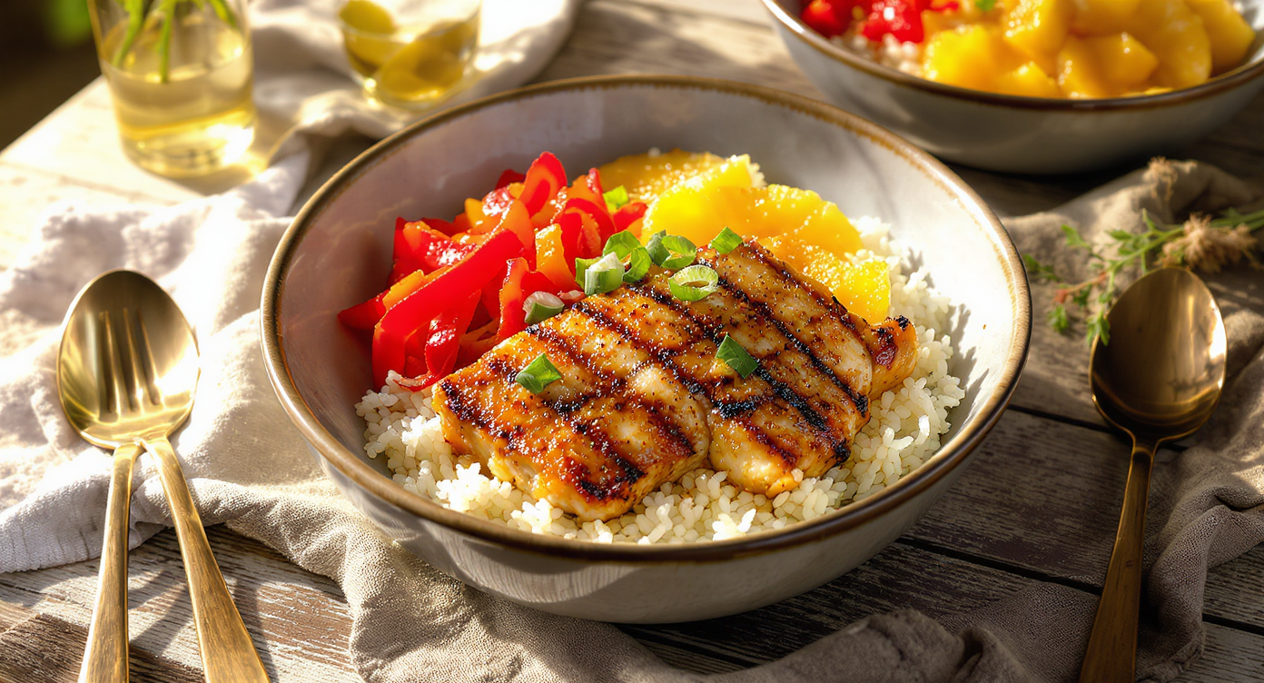 Hawaiian Grilled Chicken Rice Bowls (Gluten-Free)