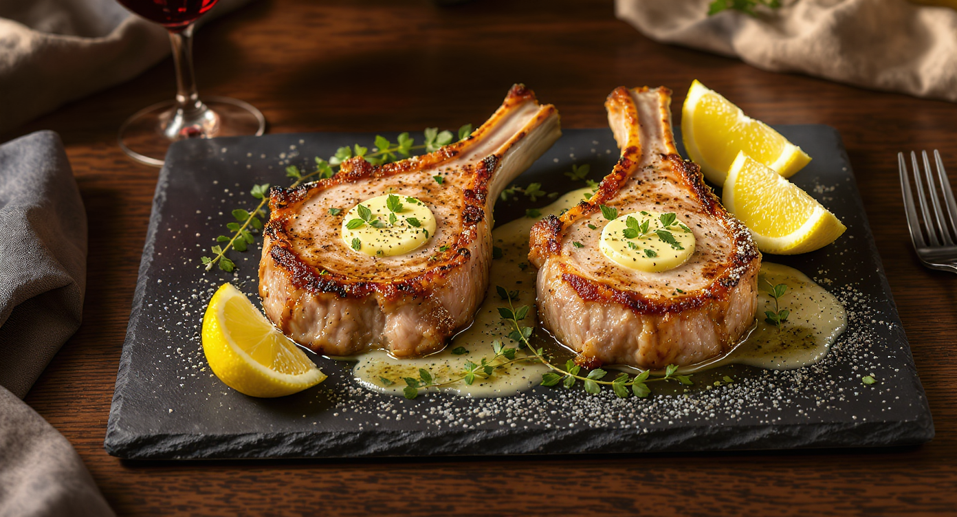 Juicy Brined Pork Chops with Herb Butter
