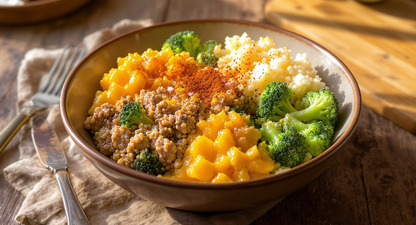 Keto Broccoli Cheddar Turkey Bowls