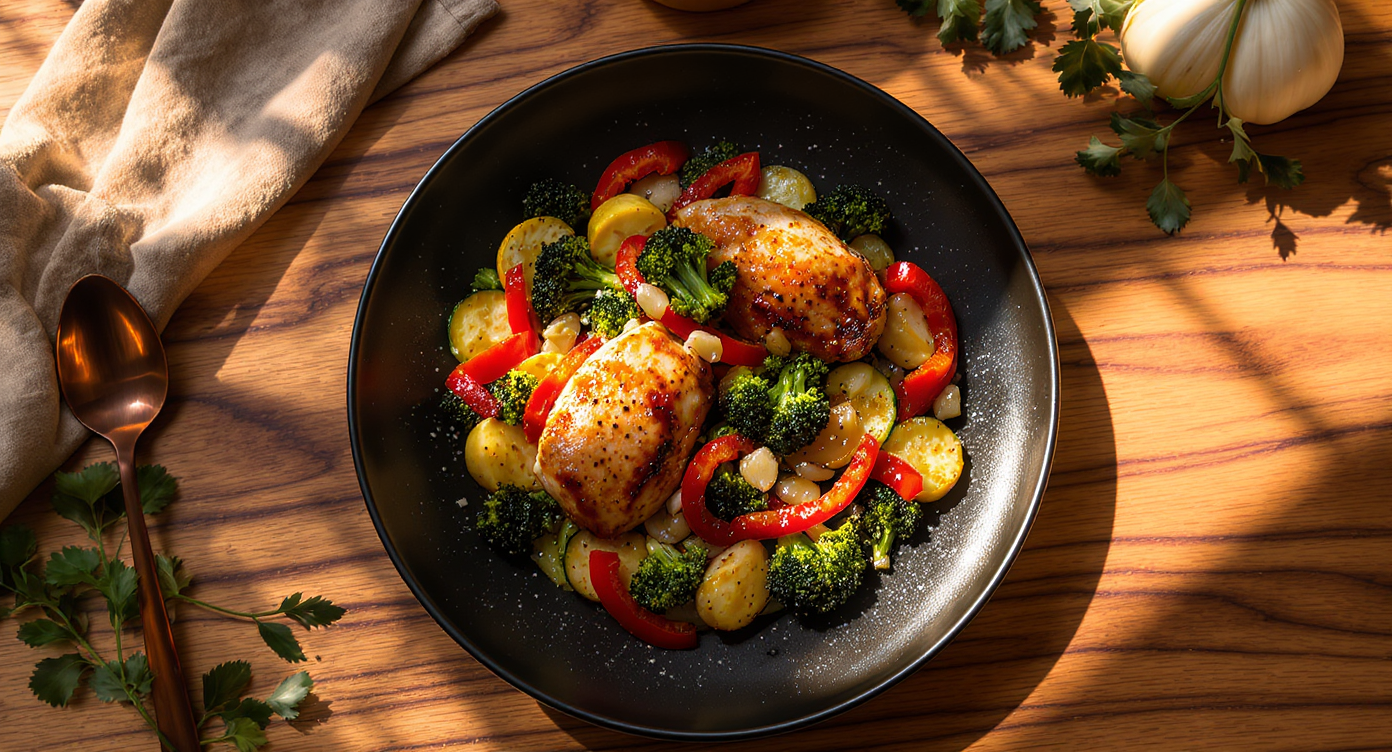 Wok-Seared Keto Chicken with Garlic Greens