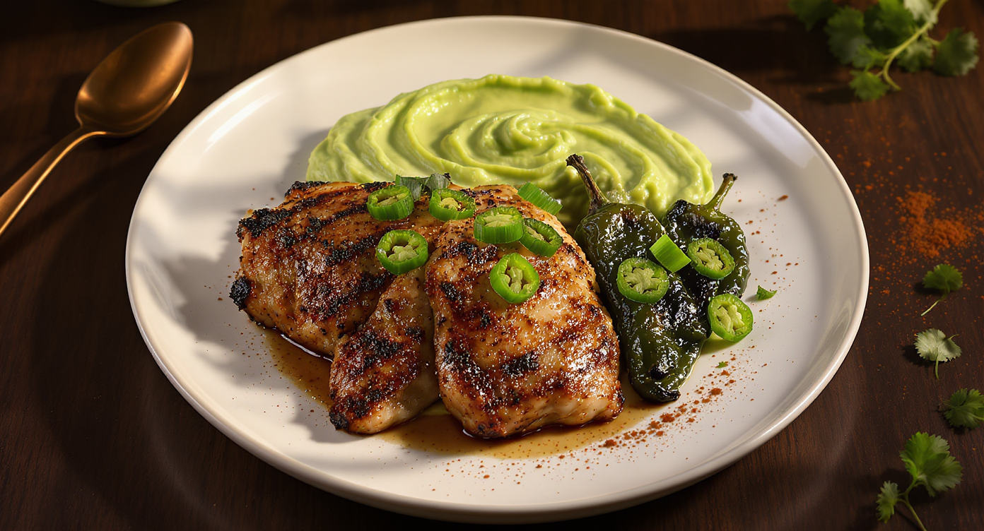 Charred Chile-Lime Chicken with Avocado Crema