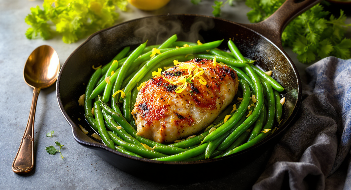 Lemon Herb Brined Chicken with Garlic Green Beans
