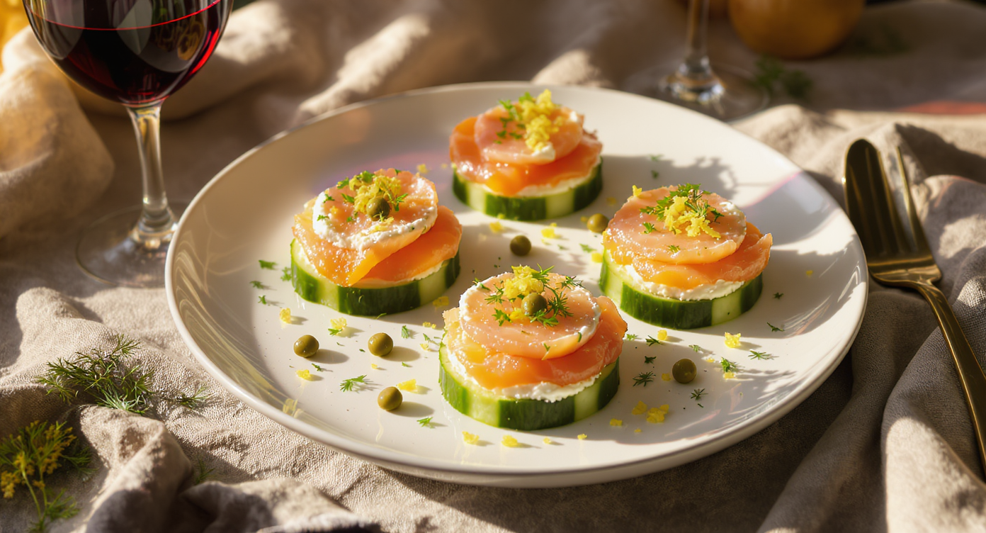 Keto Smoked Salmon & Cream Cheese Cucumber Stacks