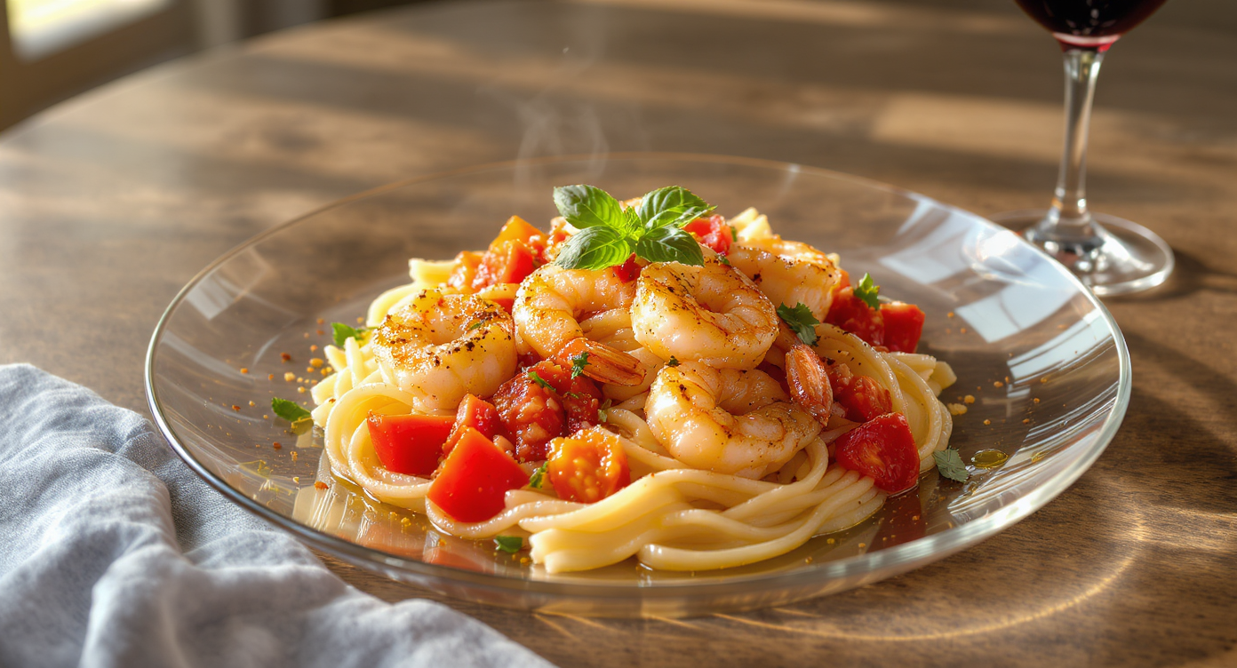 Quick Shrimp & Tomato Reginetti Pasta