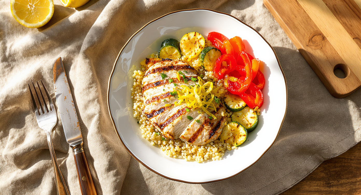 Lemon Herb Grilled Chicken & Veggie Bowl
