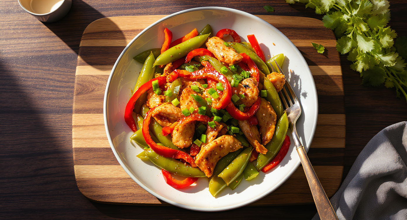 Sesame-Ginger Wok Chicken with Snap Peas