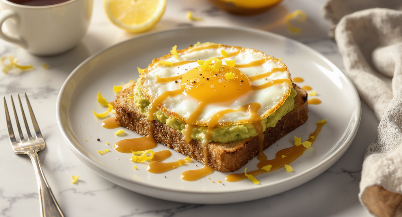 Crispy Fried Egg & Avocado Toast with Lemon-Chili Drizzle