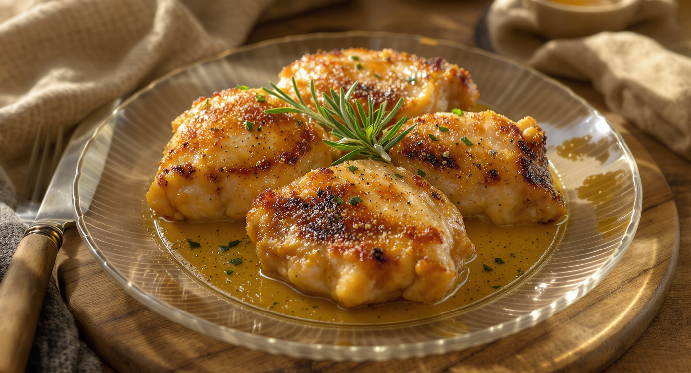 Crispy Pan-Seared Chicken Thighs with Lemon Herb Butter