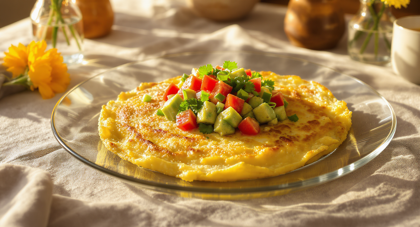 Savory Tofu-Free Chickpea Omelet with Avocado Salsa