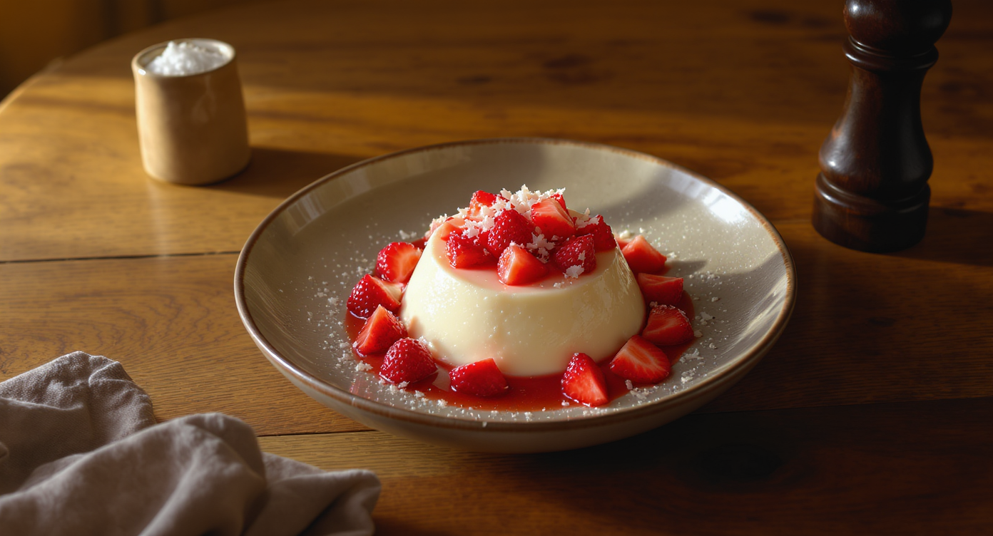 Keto Vegan Strawberry Coconut Panna Cotta
