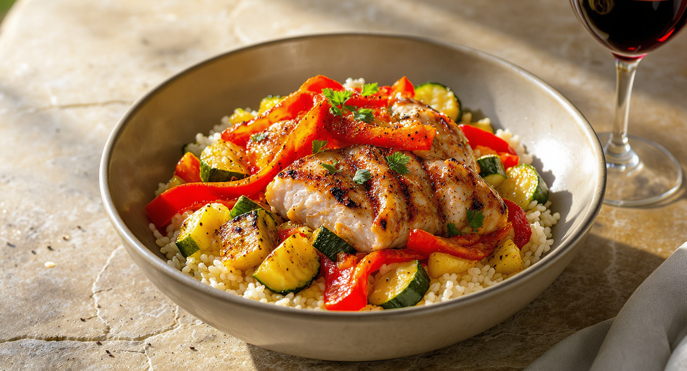 Zesty Grilled Chicken & Summer Veggie Rice Bowl (Keto-Adapted)