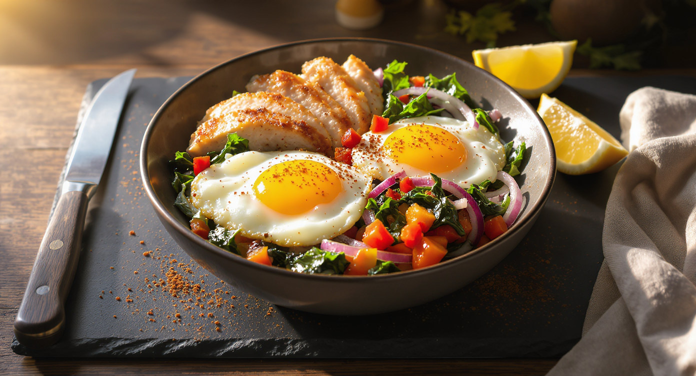 Chicken, Spinach & Egg Power Bowl