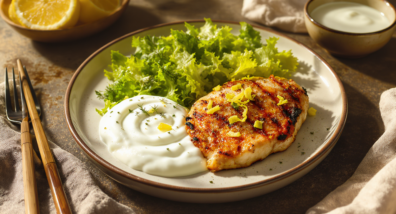Lemon-Herb Grilled Chicken with Greek Yogurt Sauce