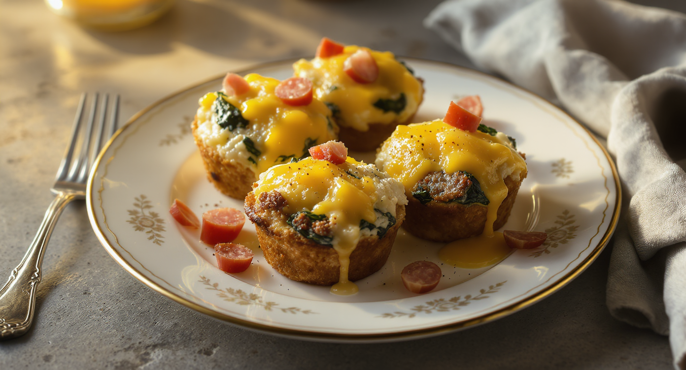 Chicken Sausage & Spinach Egg Muffins with Cheddar