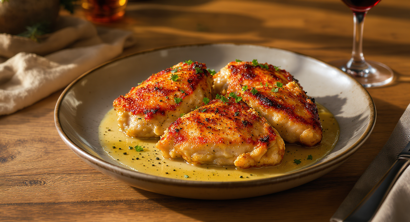 Crispy Skillet Chicken with Garlic Herb Butter