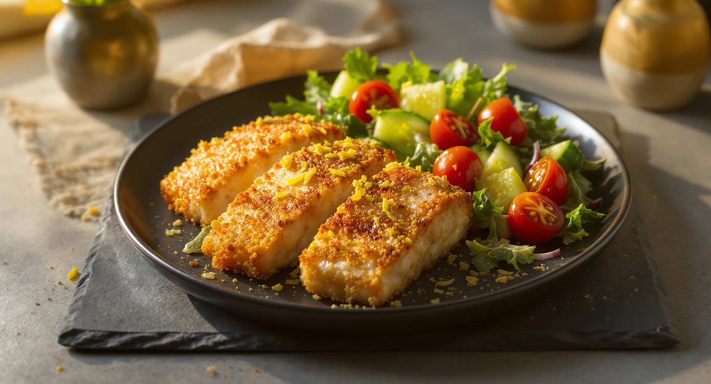 Crispy Lemon-Herb Cod with Simple Side Salad