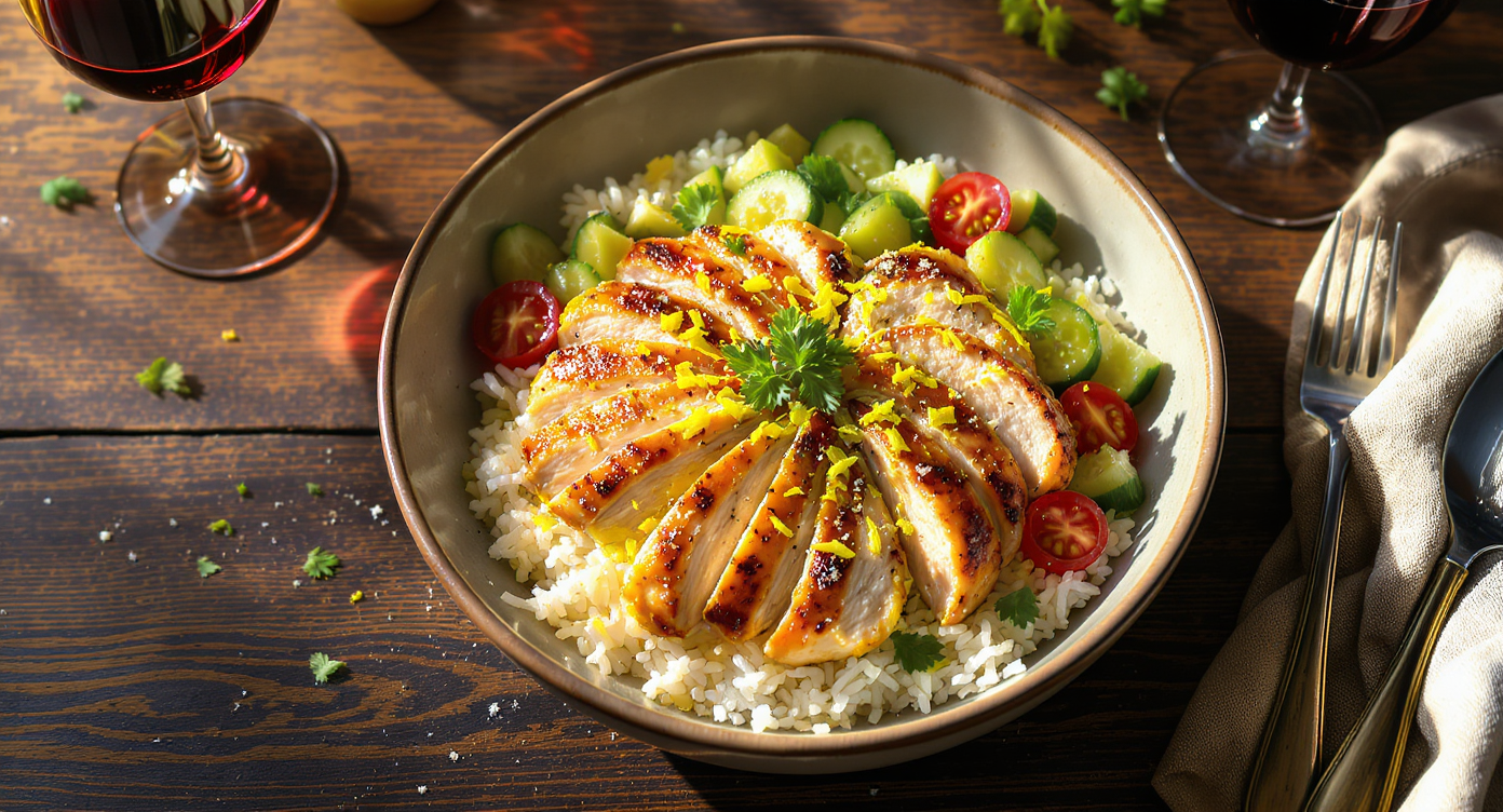 Lemon Herb Chicken Rice Bowl
