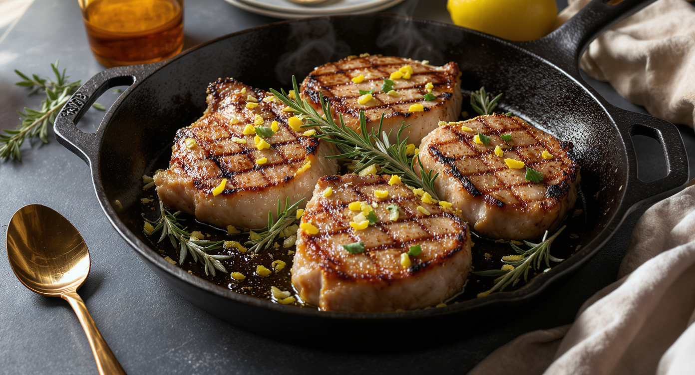 Grilled Lemon Rosemary Pork Chops