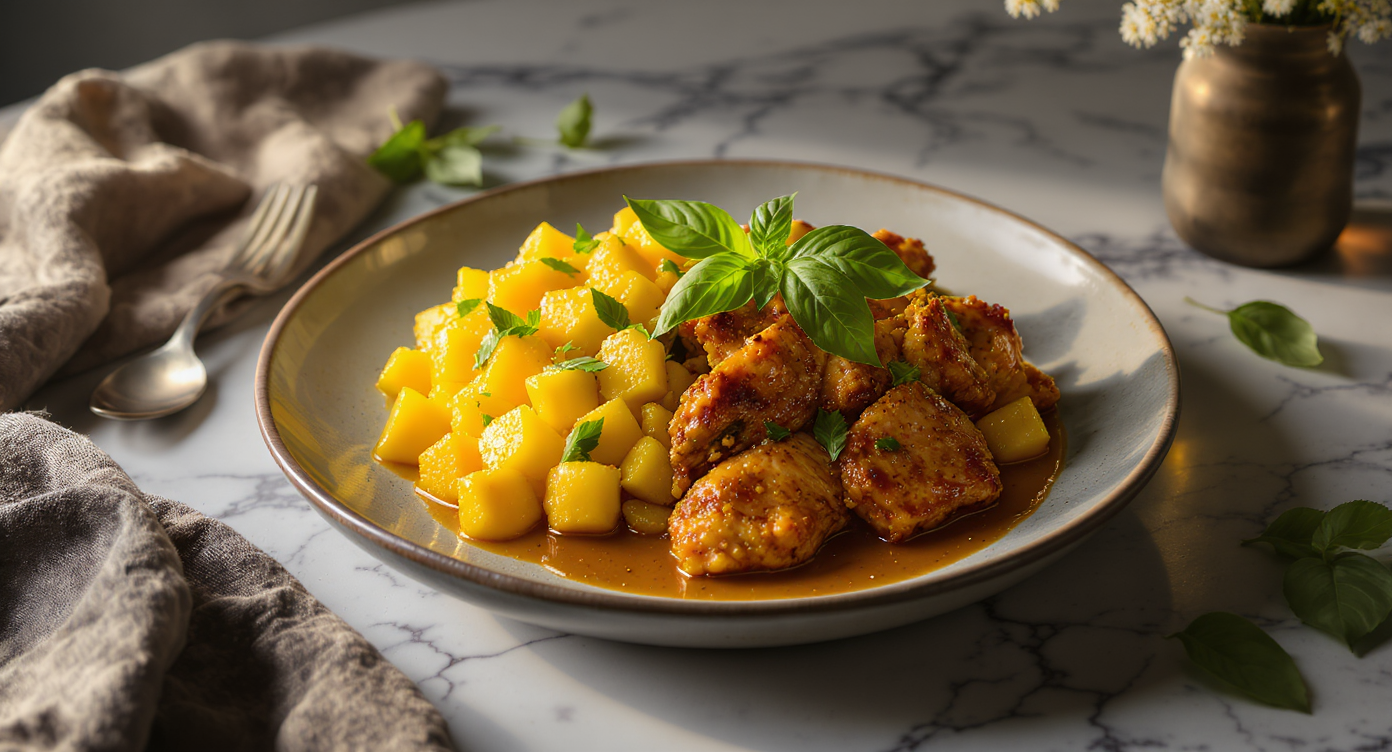 Zesty Thai Basil Chicken with Mango Salad