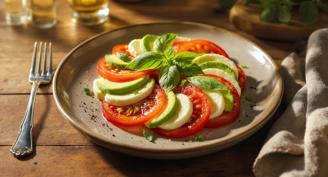 Heirloom Tomato, Avocado & Mozzarella Caprese Salad