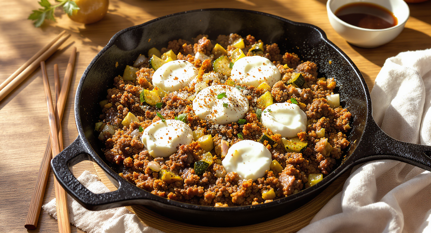 Keto & Paleo Cottage Cheese Ground Beef Skillet