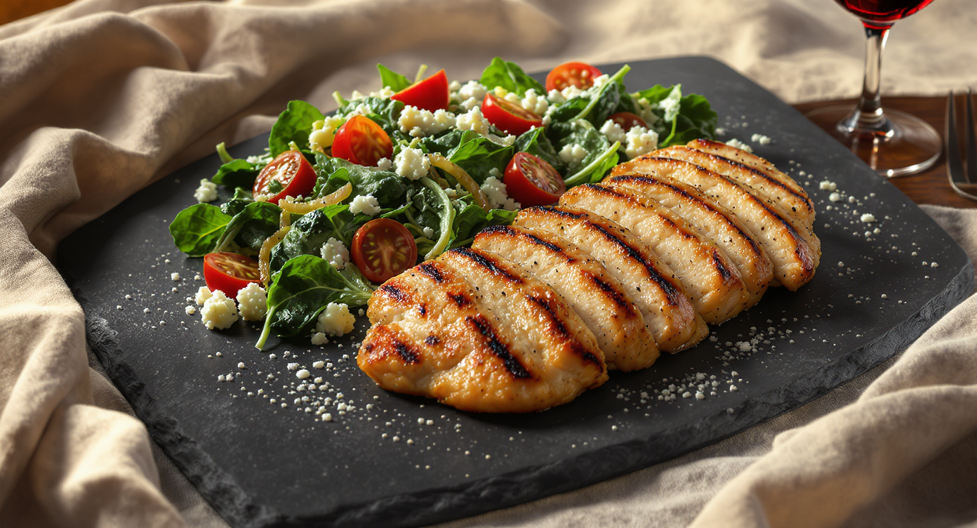 Grilled Chicken with Warm Spinach Salad