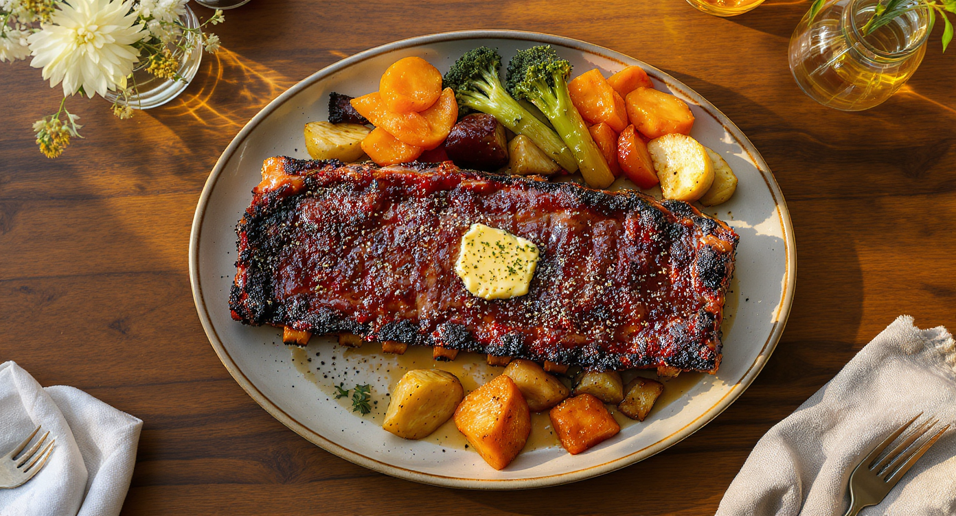 Oven-Baked Keto Beef Ribs with Garlic Herb Butter