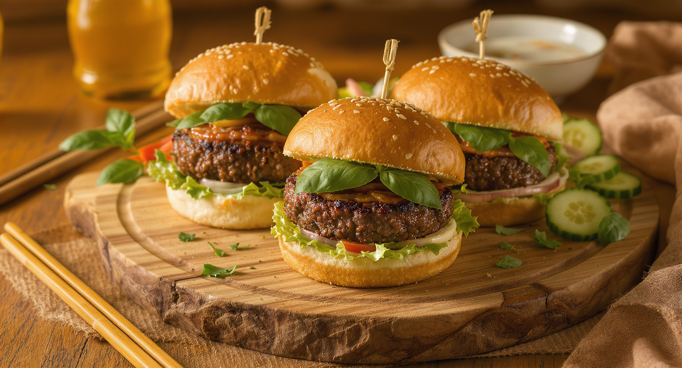 Thai Herb-Infused Beef Burgers with Cucumber Salad (Gluten-Free)