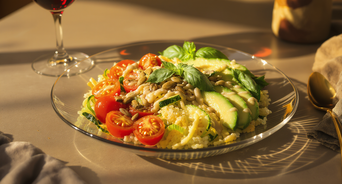 Late Summer Keto Grain-Free Bowl with Basil-Tahini Drizzle