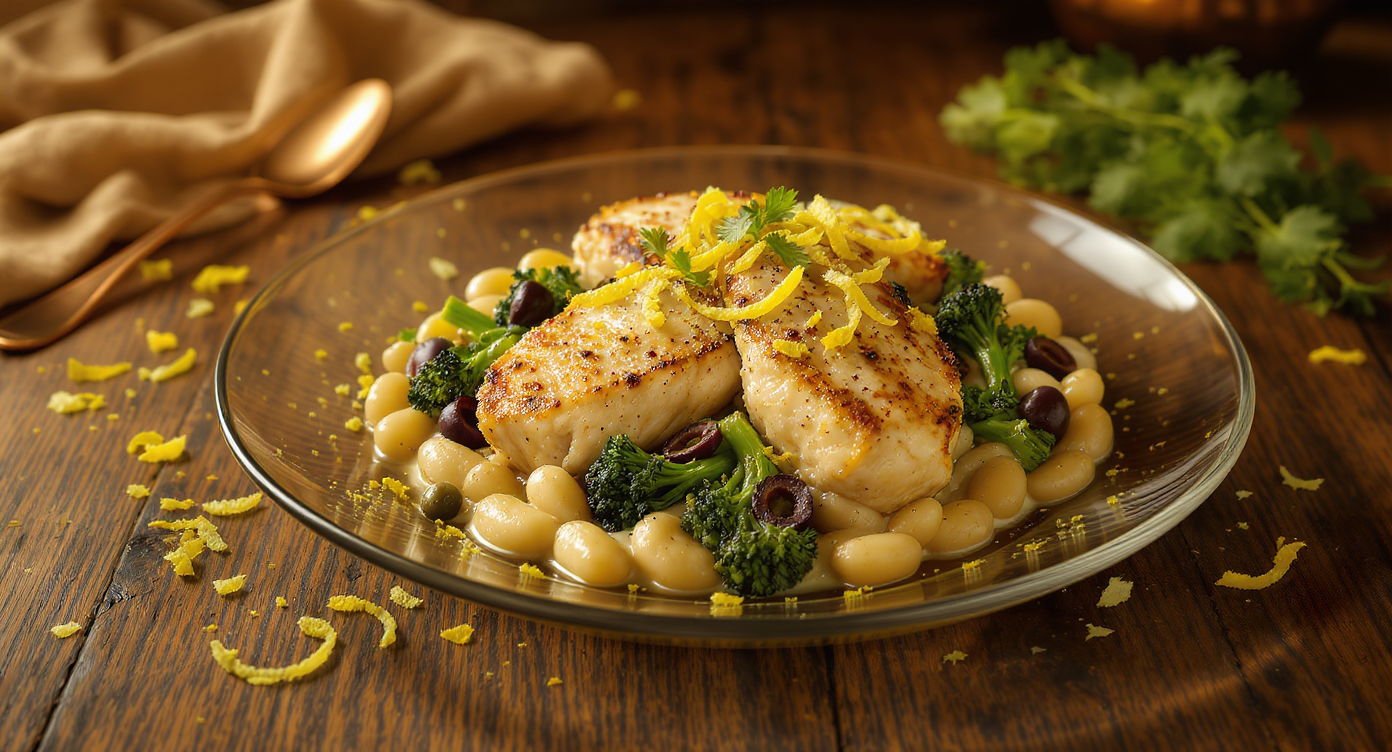 Italian Chicken & White Bean Skillet with Charred Broccolini