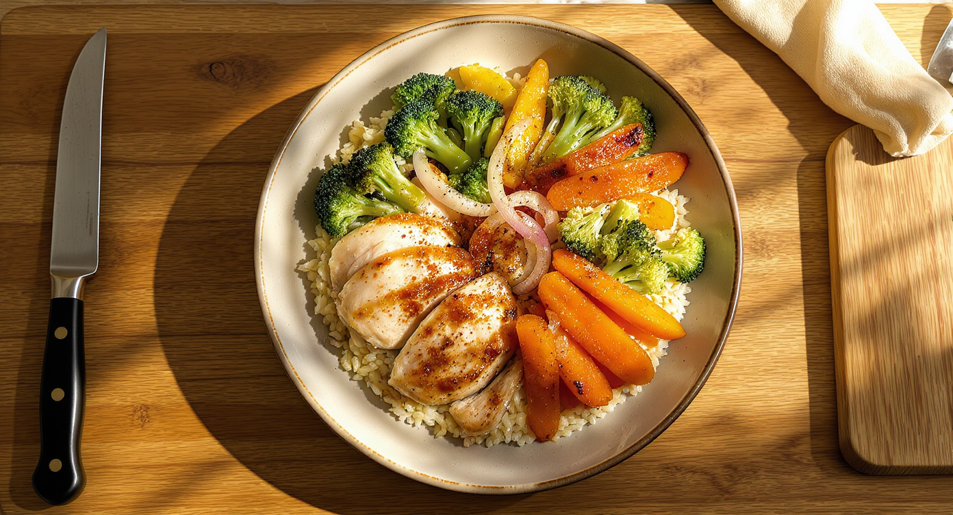 Brined Chicken & Roasted Veggie Bowl