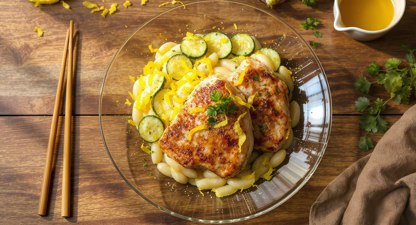 Italian Lemon Herb Chicken with Zucchini & White Beans