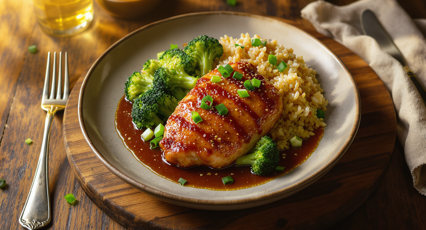 Ginger-Soy Glazed Chicken with Broccoli & Brown Rice