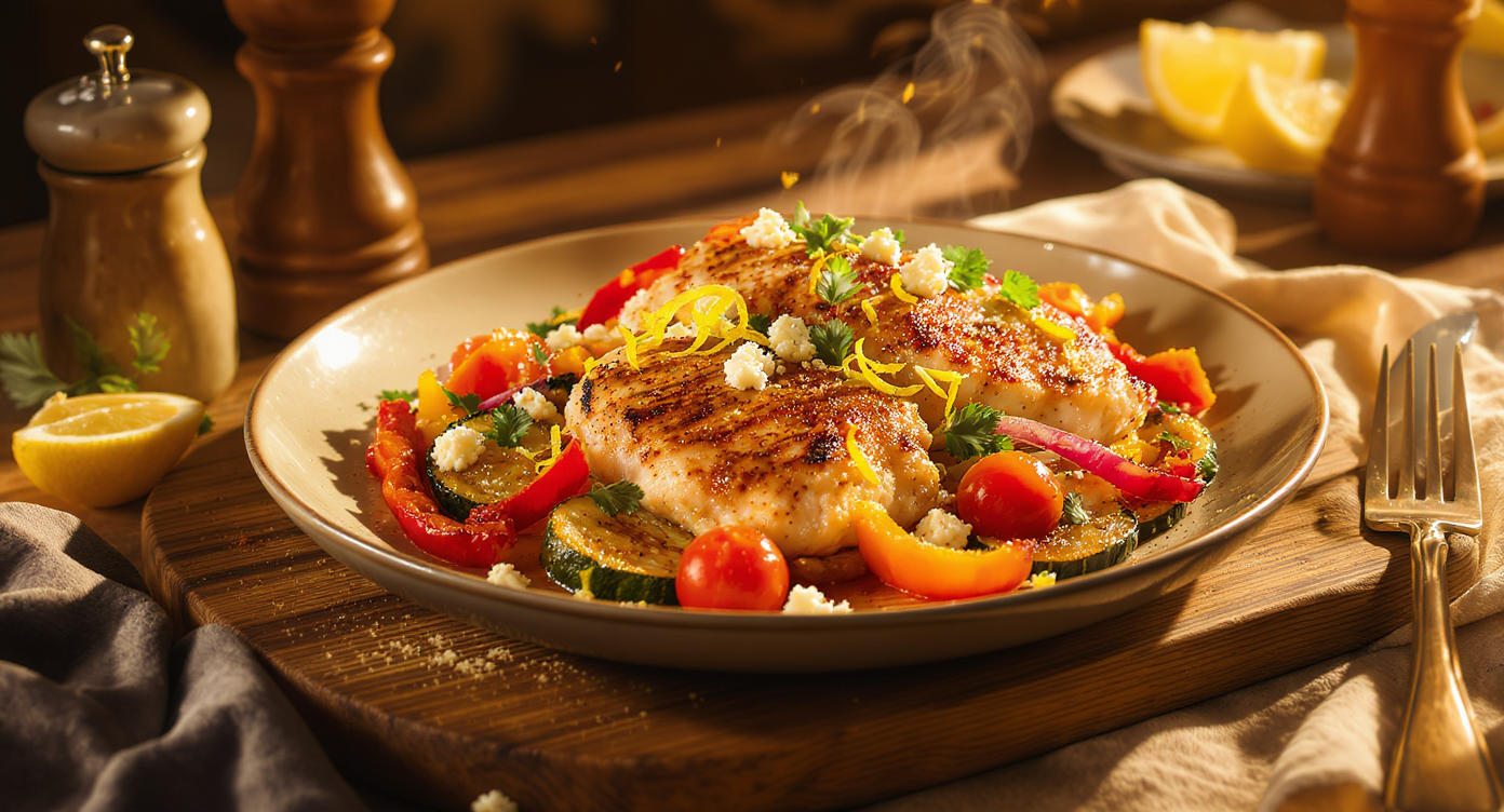 Mediterranean Chicken with Roasted Vegetables & Feta