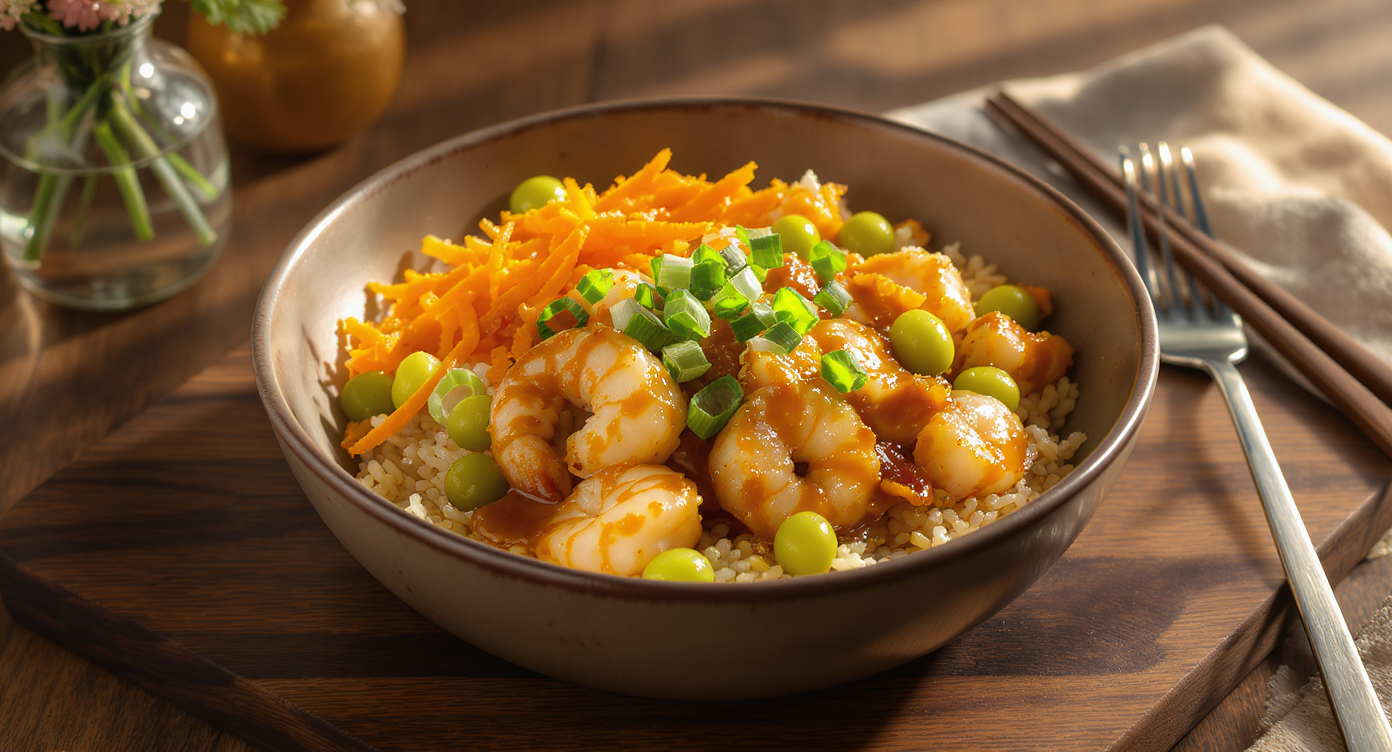 Asian Fusion High-Protein Chicken & Shrimp Power Bowl
