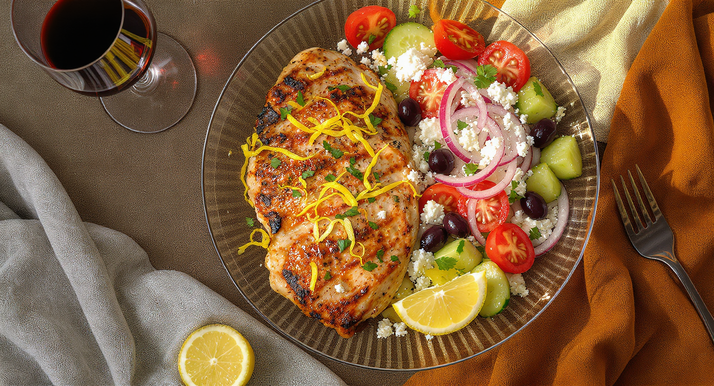 Mediterranean Grilled Chicken & Fresh Greek Salad (High-Protein Keto)