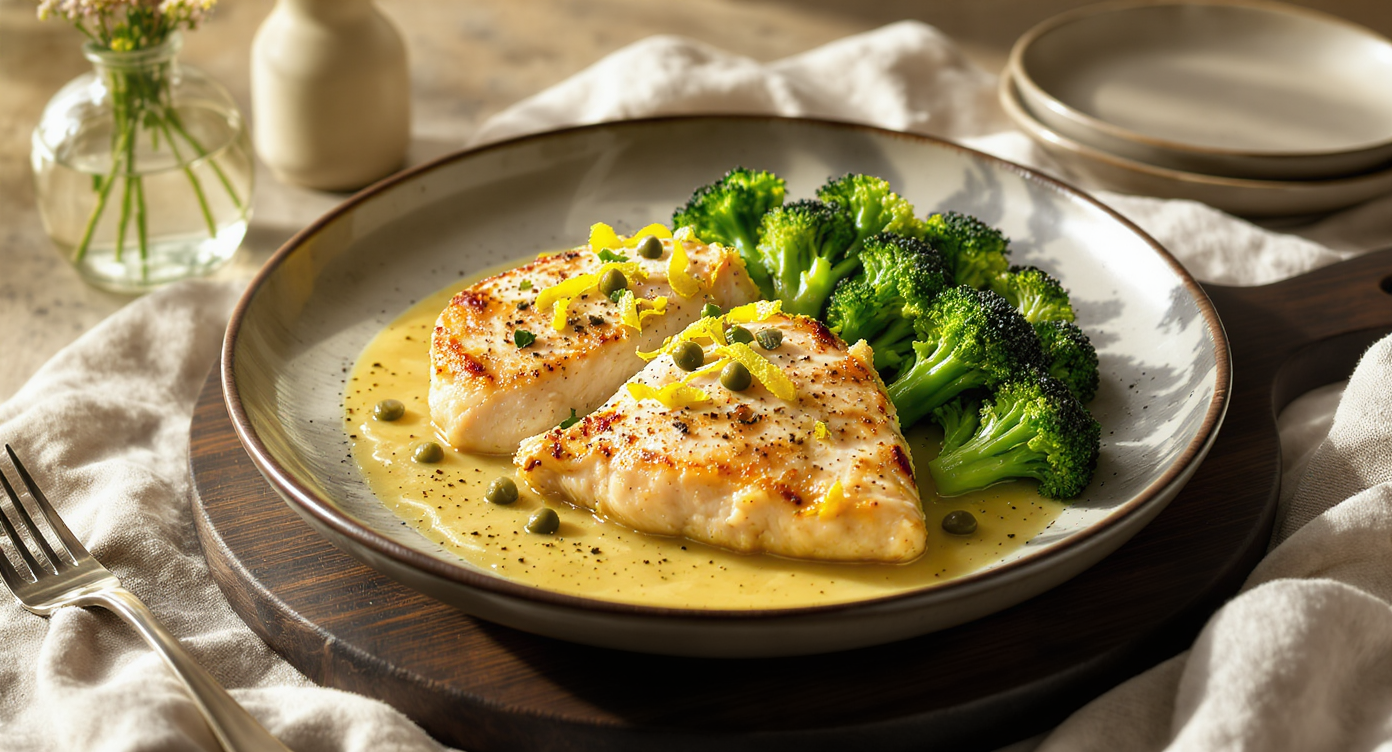 Italian Chicken Piccata with Roasted Broccoli